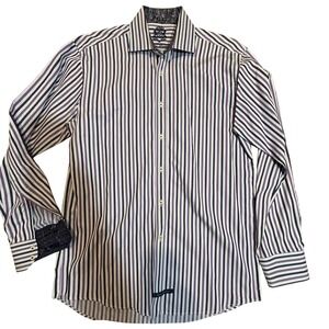 English Laundry Mens Striped Dress Shirt Purple Button Down‎ Size 16 34/35
